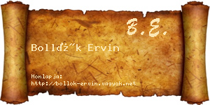 Bollók Ervin névjegykártya